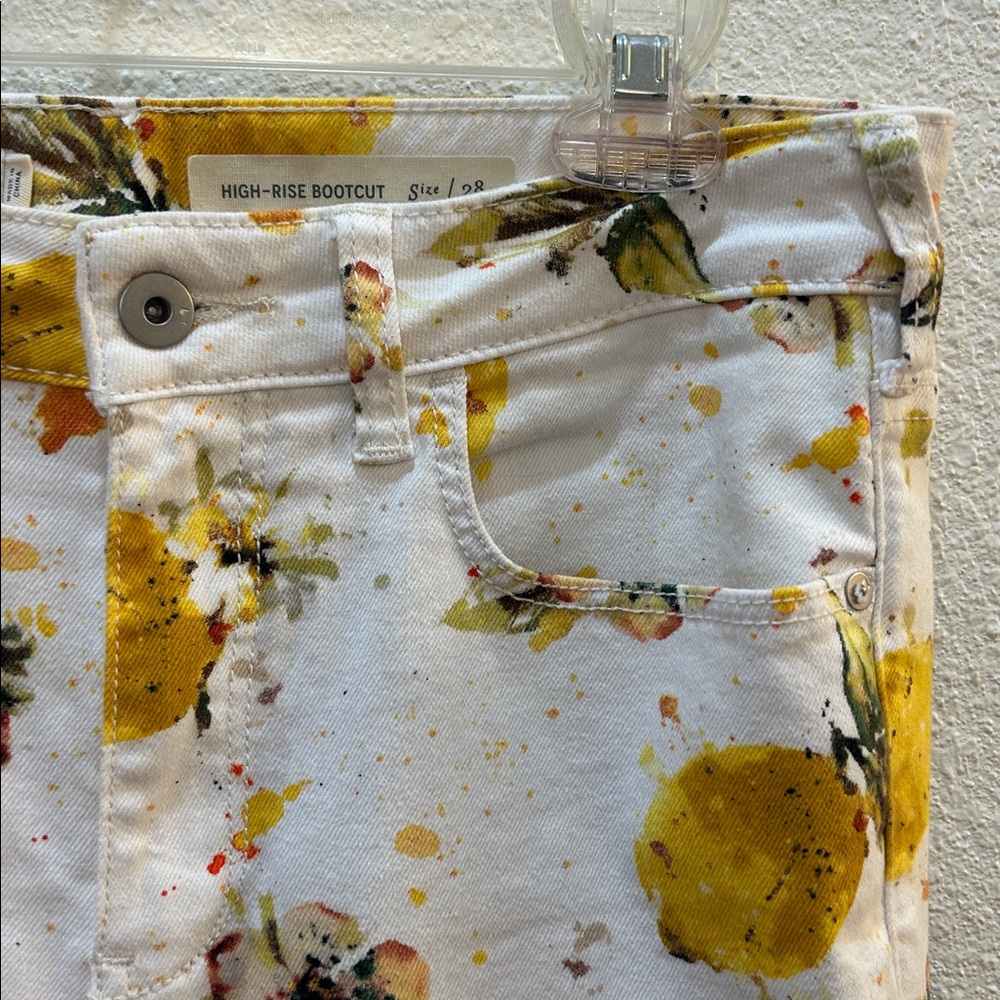 Anthropologie Pilcro Lemon Print Jeans High Rise Bootcut Size 28 - Picture 5 of 13
